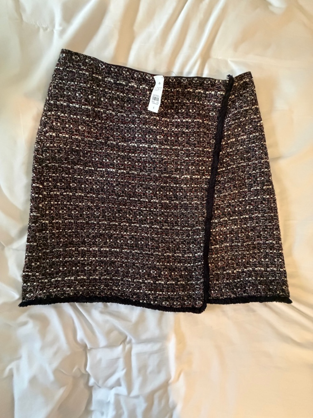 LOFT Black and Cream Tweed Mini Skirt